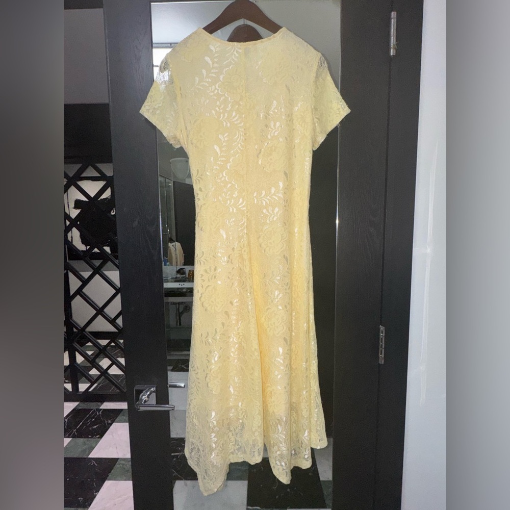 Y2K Perceptions Butter Yellow Lace Midi Dress Medium - Picture 3 of 5